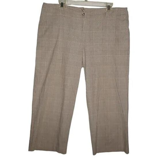 Cato Glen Check Capri Pants Women’s Size 14 – Tan Beige Preppy Corpcore Casual - Picture 1 of 9